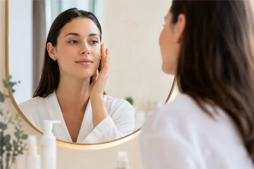 vrouw verzorgd zich goed na botox behandeling